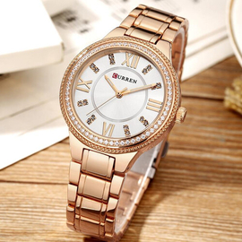 CURREN 9004 RoseGold Stainless Steel Analog Watch for Women - White & Rose Gold, 2 image