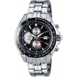 CURREN 8083 Silver Stainless Steel Chronograph Watch For Men - Black, 4 image