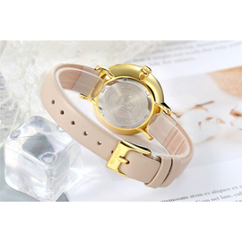 CURREN 9046 Brown PU Leather Analog Watch For Women - Golden & Brown, 4 image