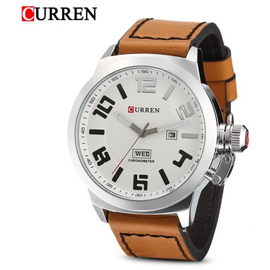CURREN 8270 - Brown Leather Analog Watch for Men