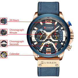 CURREN 8329 Casual Sport Watches for Men Top Brand Luxury Military Leather Wrist Watch Man Clock Fashion Chronograph Wrist Watch, 4 image