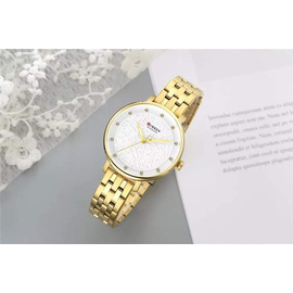 Curren  Stainless Steel Women's Watch- Golden with white dial