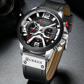 CURREN 8329 Casual Sport Watches for Men Top Brand Luxury Military Leather Wrist Watch Man Clock Fashion Chronograph Wrist Watch, 2 image