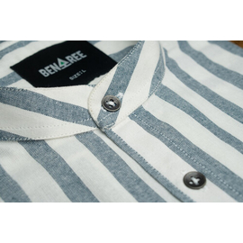 Fashionable Summer Shirt for men - White & Denim Blue Stripe, 3 image