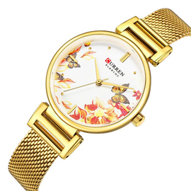 CURREN 9059 Fashion Floral Pattern Quartz Watch Ladies Casual Waterproof Stainless Steel Wrist Watch, 3 image