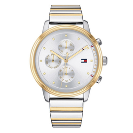 Silver And Golden Steel Chronograph Watch