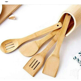 5PCS Bamboo Wooden Kitchen Utensil Spatula Scoop Spoon Set