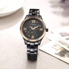 Curren  Stainless Steel Women's Watch- Black with black dial