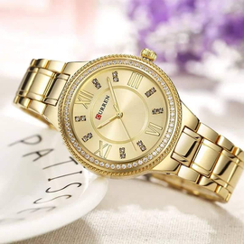 Curren  Stainless Steel Women's Watch- Golden with Golden