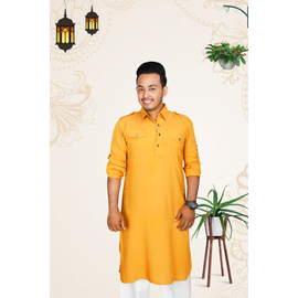 Men's Stylish Panjabi Yellow, Size: M
