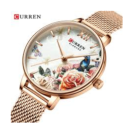 CURREN 9059 Fashion Floral Pattern Quartz Watch Ladies Casual Waterproof Stainless Steel Wrist Watch, 2 image