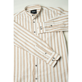Fashionable Summer Shirt for men - White & Biscuit Color Stripe