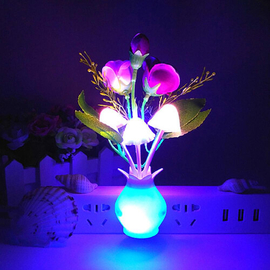 Colorful Van Base Lovely Rose Mushroom Light Sensor  LED Night Light