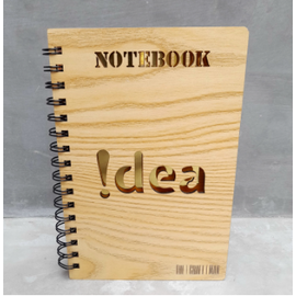 Notebook Diary Journal Golden Idea Wooden Light Large Spiral Binding Stationery Item Register- 1 Piece
