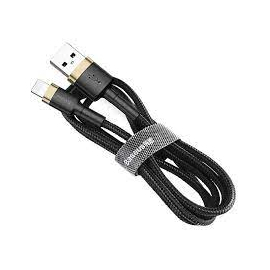 Baseus Cafule Cable Durable Nylon Braided Wire USB / Lightning 1.5A 2M Black-Gold (CALKLF-CV1), 3 image