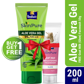 Parachute SkinPure Aloe Vera Gel 200ml (FREE Goat Milk Facewash - GLOW - 50gm)