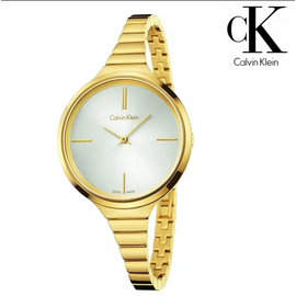 New Arrived Calvin Klein Analogue Quartz Impetuous Silver Dial Gold-tone Stainless Steel Ladies Watch