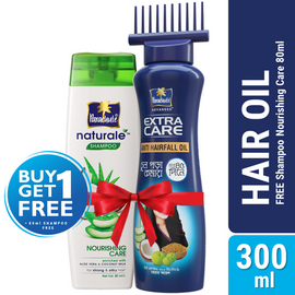 Parachute Hair Oil Anti Hairfall Oil Extra Care 300ml (Root Applier) (FREE Parachute Naturale Shampoo Nourishing Care 80ml)