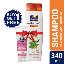 Parachute Naturale Shampoo Anti Hair Fall 340ml (FREE Goat Milk Facewash - GLOW - 50gm)