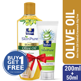 Parachute SkinPure Beauty Olive Oil 200ml (FREE Aloe Vera Facewash - OIL CONTROL - 50gm)