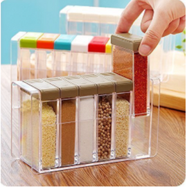 Six-piece Set Transparent Plastic Seasoning Box Salt and MSG Seasoning Can