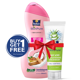 Parachute SkinPure Skin Lotion Natural White 300ml (FREE Aloe Vera Facewash - OIL CONTROL - 50gm)