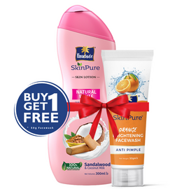 Parachute SkinPure Skin Lotion Natural White 300ml (FREE Orange Facewash - ANTI PIMPLE - 50gm)