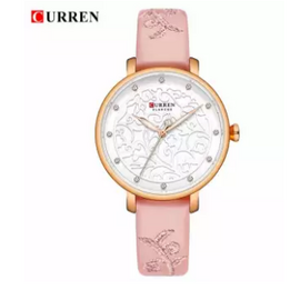 CURREN 9046 Pink PU Leather Analog Watch