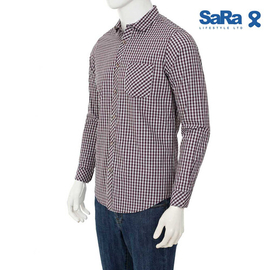 SaRa Mens Casual Shirt (MCS612FCD-MARUN & ASH CHECK), 3 image