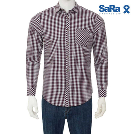 SaRa Mens Casual Shirt (MCS612FCD-MARUN & ASH CHECK)