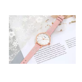 CURREN 9046 Pink PU Leather Analog Watch, 3 image