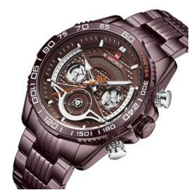 NAVIFORCE NF9185 Bronze Stainless Steel Chronograph Watch For Men - Bronze, 4 image