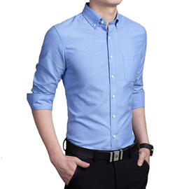 Slate Blue Long Sleeve Casual Shirt