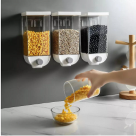 Cereal Dispenser Container Wall Mounted Cereal Dispenser Tank 1500ML(1.5Kg) Grain Dry Food Container Kitchen Storage Box, 3 image