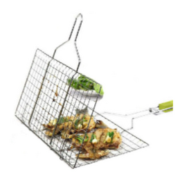 BBQ Grill Machine Handle Type Fish Basket Holder Wooden Handle Rack Grilled Clip Net BBQ Helper, 2 image