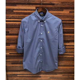 Slate Blue Long Sleeve Casual Shirt