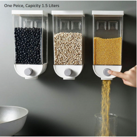 Cereal Dispenser Container Wall Mounted Cereal Dispenser Tank 1500ML(1.5Kg) Grain Dry Food Container Kitchen Storage Box, 4 image