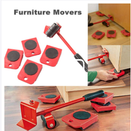 Furniture Moving Tool Heavy Object Mover Furniture Transport Lifter & Furniture Slides 4 Wheeled Mover Roller+1 Wheel Bar Hand Tools Set