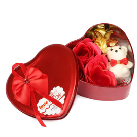 Heart-Shaped Red Box with Teddy and Roses Valentine Day Best Love Gift for Girlfriend -Multi-Color, 5 image