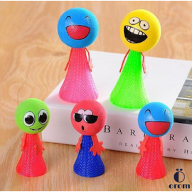1Pcs Funny Spring Stress Relief Lighting Jumping Emoji Toy Decompression Vent Toys, 6 image