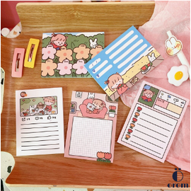 Cartoon Girl Flower Note Decoration Paper Scrapbook notepad Message happy Children Memo Pad