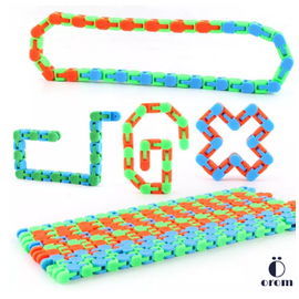 Wacky Tracks Snap and Click Fidget Toy Tracks Snap and Toys for Sensory Kids Snake Puzzles Decompression 24 Section Chain, 4 image