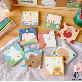 100 Sheets Kawaii Bear Family Series Memo Pad Student Notebook Stationery Cute Diary Sticky Notes
