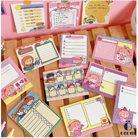 Cute Korea Cartoon Girl Notepad Message Notebook Kawaii Memopad Stationery 50 Sheets Student Plan Sticky Notes, 2 image