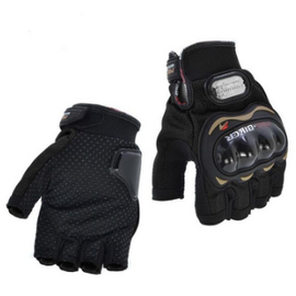 Pro Biker Motorcycle Riding Hand Gloves Half Finger - Black, 2 image