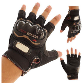 Pro Biker Motorcycle Riding Hand Gloves Half Finger - Black