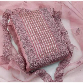 Embroidered Indian Tissue 3 Pics, Color: Pink