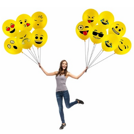 25Pcs Unique High Quality Latex Yellow Emoji Balloons (Emoji Smiley Face Happy Birthday Party Air Balloons), 2 image