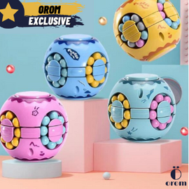 Magic Bean Rotating Cube Fidget Toy 3 in 1 Gyro Magic Cube Little Magic Beans Colored Bead Puzzle Rotating Cube Fingertip Gyroscope Decompression Toys for Kids Adult Stress Relief