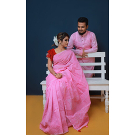 Couple set Saree & Panjabi- Pink